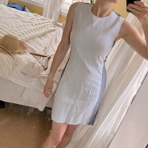 Two tone linen-cotton sheath